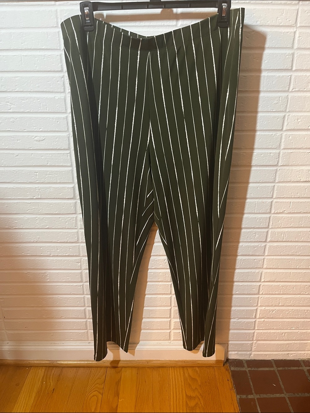 Women's Forest Green Pinstripe Dress Pants